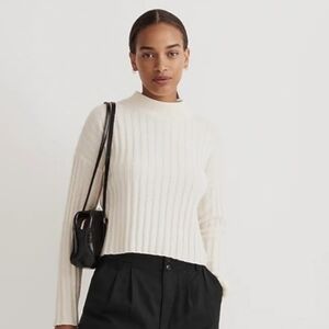 Madewell Wide Rib Crop Sweater, Sz S, in Antique Cream